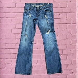 Women’s Southern Thread Distressed Denim Jeans with Flared Leg - Size 28